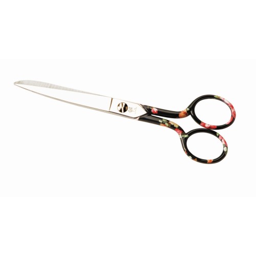 Tijera Costura Cromada Y Decorada Negra