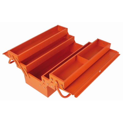 Cajas de herramientas metálicas con cinco compartimentos y posibilidad de colocar un candado | 3149-OR