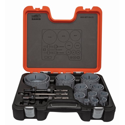 Juegos de coronas de sierra con puntas de carburo para acero inoxidable, 16&nbsp;mm-114&nbsp;mm, 20 piezas | 3832-SET-164-ES