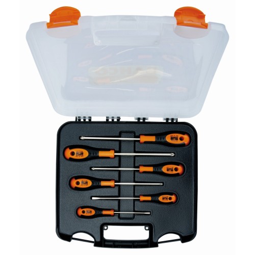 Juego de destornilladores ranurados/Phillips/Pozidriv con agarre de goma, 3-6,5&nbsp;mm/PH1-PH2/PZ1-PZ2 - 6 unidades | 605-6-PC