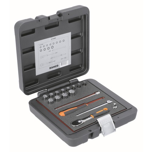 Juego de vasos con cuadrado de 1/4", con perfil hexagonal métrico y carraca con cabeza tipo pera/articulación universal | 6719SM