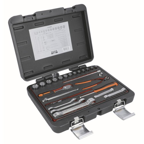 Juego de vasos con cuadrado de 1/4", con perfil hexagonal métrico, y carraca con cabeza tipo pera/juego llaves | 6720NM