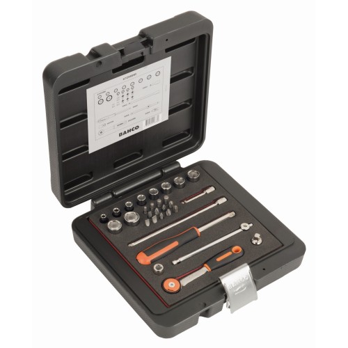 Juego de vasos con cuadrado de 1/4", con perfil hexagonal métrico y carraca con cabeza redonda/puntas de destornillador/adaptador | 6729MHR