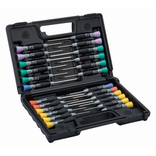 Juego de destornilladores hexagonales de bola y de precisión ranurados/Phillips/Pozidriv/TORX®/hexagonales: 24&nbsp;piezas | 706-5