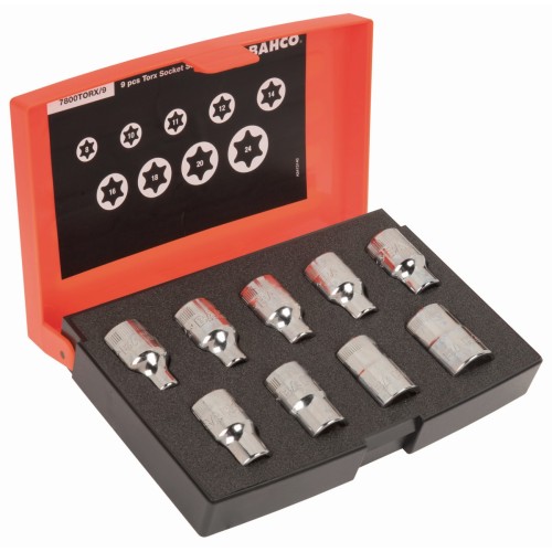 Juego de vasos con punta y cuadradillo de 1/2" para tornillo de cabeza TORX® (9&nbsp;piezas) | 7800TORX/9
