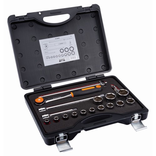 Juego de vasos con cuadrado de 1/2" con perfil hexagonal métrico y juego de carraca con cabeza redonda | 7818MHR