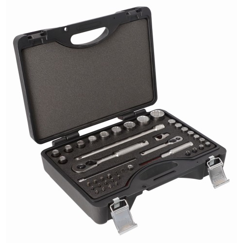 Juego de vasos con cuadrado de 1/4" y 1/2" con perfil bi-hexagonal métrico - 42 piezas | 7842MH