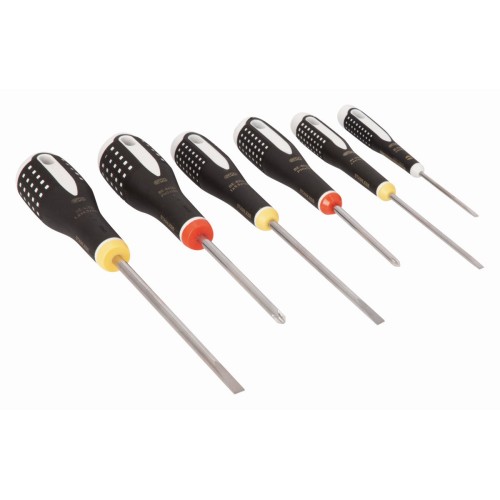 Juego de destornilladores ranurados/Phillips ERGO™ de acero inoxidable: 6&nbsp;piezas | BE-9881i
