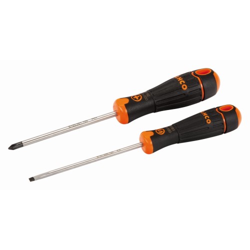 Juego de 2 destornilladores BahcoFit con mango de goma | B219.002