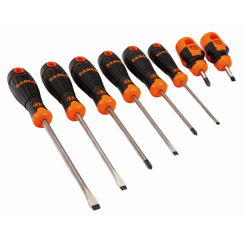 Juego de 8 destornilladores para ranurados y Phillips BahcoFit con agarre de goma | B219.008