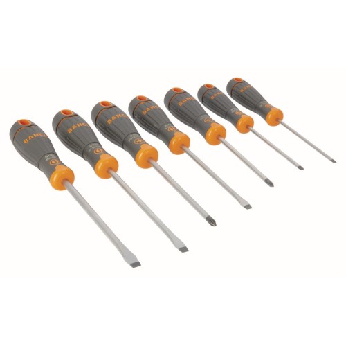 Juego de 7 destornilladores para ranurados y Phillips BahcoFit con agarre de goma | B219.017