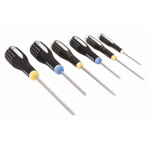 Juego de destornilladores ranurados/Pozidriv de acero inoxidable ERGO?: 6 piezas | BE-9882i