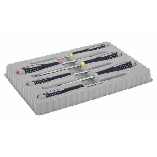 Juego de destornilladores ranurados/Phillips/Pozidriv ERGO™ con agarre de goma, 4&nbsp;mm x 100&nbsp;mm/5,5&nbsp;mm x 125&nbsp;mm - 6&nbsp;unidades | BE-9884