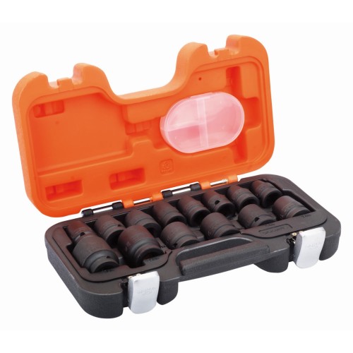 Juego de vasos de impacto fosfatados, con cuadrado de 1/2" y perfil hexagonal métrico: 14&nbsp;piezas | D/S14