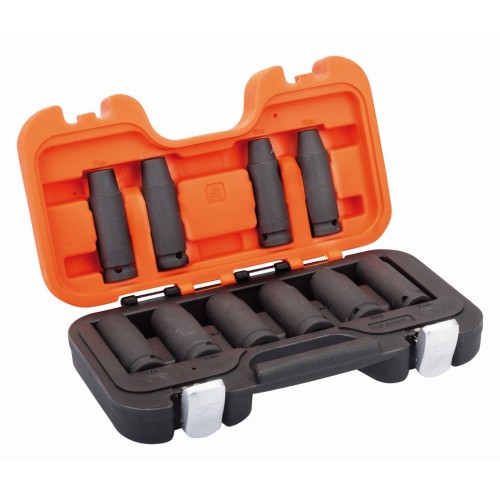 Juego de vasos de impacto de serie larga fosfatados, con cuadrado de 1/2" y con perfil hexagonal métrico: 10&nbsp;piezas | DD/