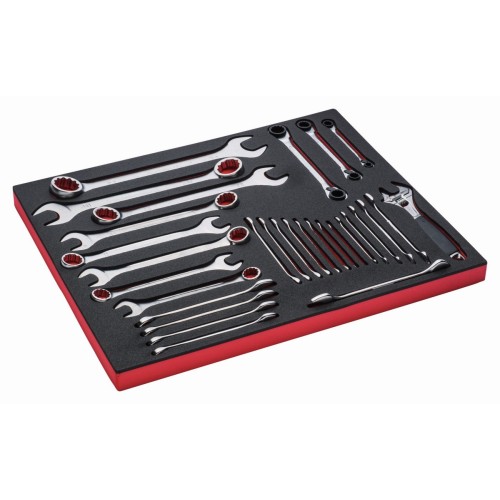 Juego de Llaves ajustables "inglesas", combinadas y fijas de dos bocas en bandeja de foam 3/3 Fit&Go, 30 piezas | FF1A04