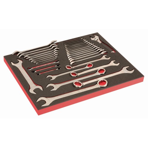 Juego de Llaves ajustables "inglesas", combinadas y fijas de dos bocas en bandeja de foam 3/3 Fit&Go (34&nbsp;piezas) | FF1A09