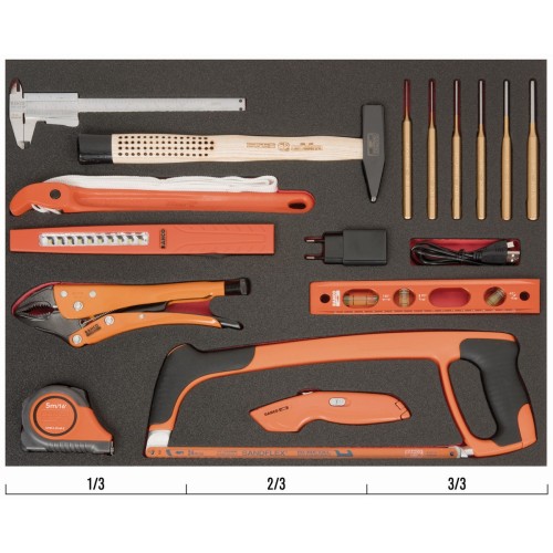 Composición de herramientas de corte y golpeo en bandeja de foam 3/3 Fit&Go, 10 piezas | FF1A119