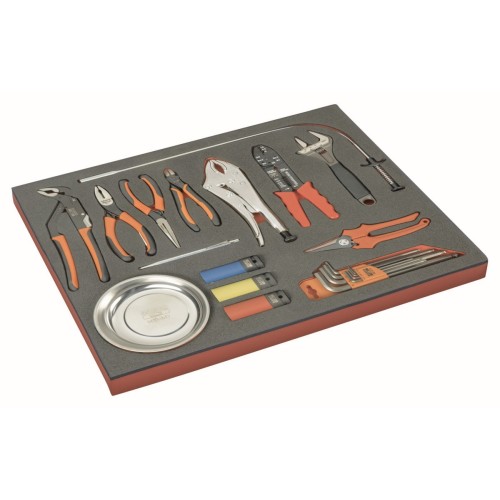 Juego de alicates, llaves acodadas, plato magnético y herramientas de recogida en bandeja de foam 3/3 Fit&Go (23&nbsp;piezas) | FF1A167