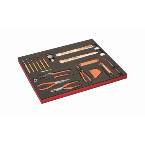 Herramientas de golpeo, corte y extracción y alicates en bandeja de foam 3/3 Fit&Go (25&nbsp;piezas) | FF1A189