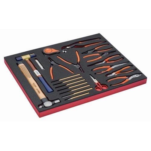 Juego de cinta métrica, herramientas de golpeo y alicates en bandeja de foam 3/3 Fit&Go, 21 piezas | FF1A23