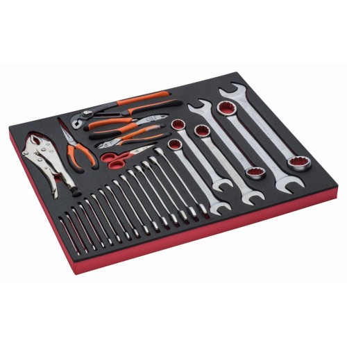Juego de alicates y llaves en bandeja de foam 3/3 Fit&Go, 27 piezas | FF1A26