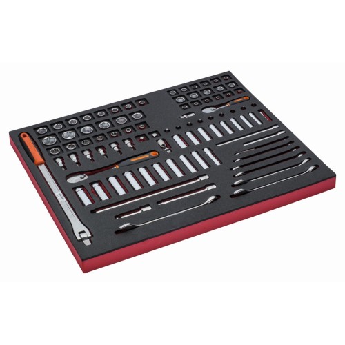 Juego de llaves combinadas y vasos de 1/4" + 3/8" en bandeja de foam 3/3 Fit&Go (91&nbsp;piezas) | FF1A5003