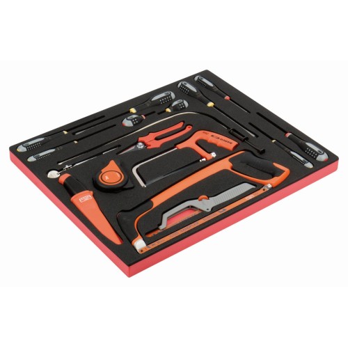 Juego de destornilladores/arco de sierra en bandeja de foam 3/3 Fit&Go, 17 piezas | FF1A5015