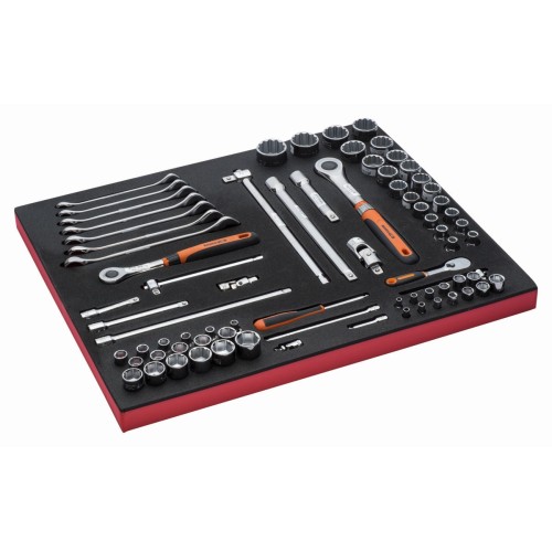 Juego de vasos y llaves en bandeja de foam 3/3 Fit&Go, 75 piezas | FF1A5032