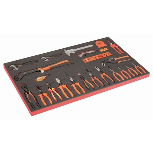 Bandeja de foam para carro de 40" con alicates, alicates compactos, llaves y calibres (32&nbsp;piezas) | FF1B05LM