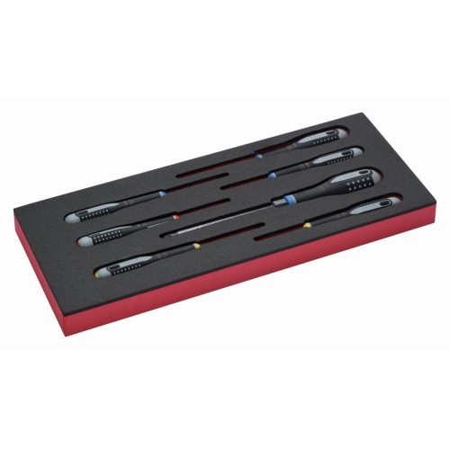 Juego de destornilladores ranurados, Phillips, Pozidriv y hexagonales en bandeja de foam 1/3 Fit&Go (7&nbsp;piezas) | FF1E1005