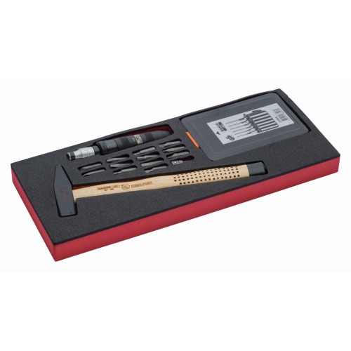 Juego de martillo, botadores y destornillador a golpe en bandeja de foam 1/3 Fit&Go (35&nbsp;piezas) | FF1E5004