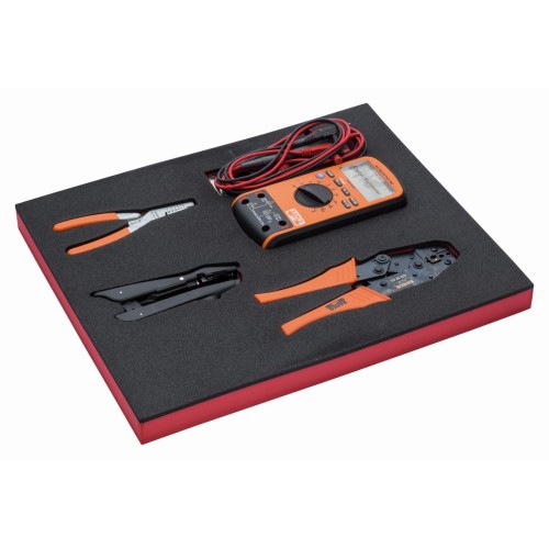 Juego de alicates para terminales y multímetro en bandeja de foam 2/3 Fit&Go (4&nbsp;piezas) | FF1F5006