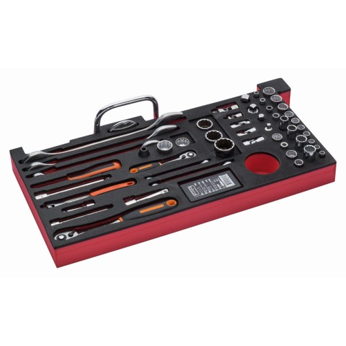 Bandeja de foam con composición de herramientas en pulgadas para nuestras cajas metálicas de las series 1483K y 1483KHD (79&nbsp;piezas) | FF3A01