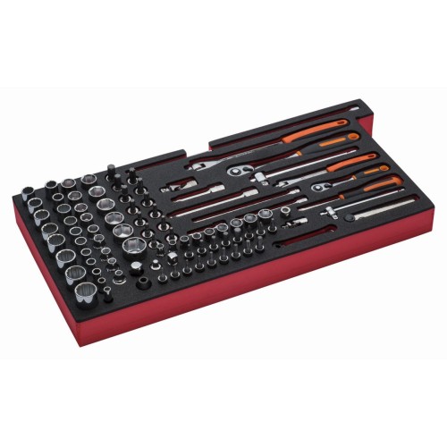 Bandeja de foam con composición de herramientas métricas para nuestras cajas metálicas de las series 1483K y 1483KHD (95&nbsp;piezas) | FF3A09