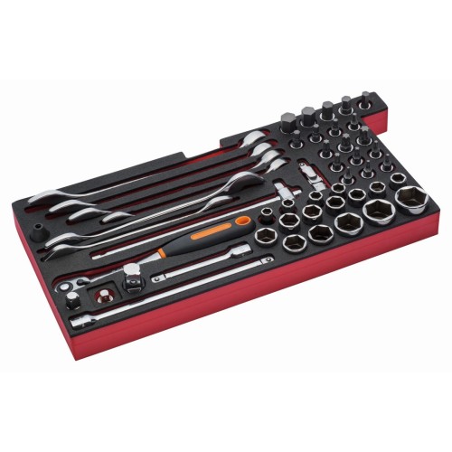 Bandeja de foam con composición de herramientas métricas para nuestras cajas metálicas de las series 1483K y 1483KHD (49&nbsp;piezas) | FF3A13