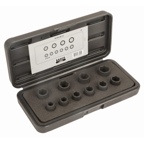 Juego de vasos de impacto hexagonales con perfil hexagonal métrico (10&nbsp;piezas) | K7401M/10