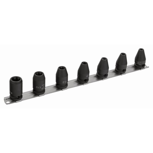 Juego de vasos de impacto fosfatados, con cuadrado de 3/8" y perfil de cabeza TORX®: 7&nbsp;piezas | K7401TORX-E-S7