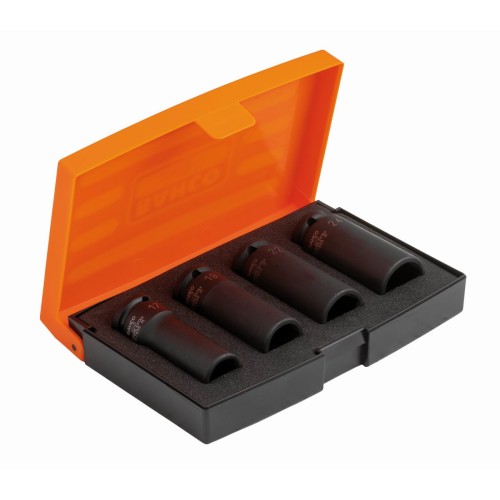 Juego de vasos de impacto de serie larga, fosfatados, con cuadrado de 1/2" y con perfil hexagonal métrico: 4&nbsp;piezas | K7806M/S4