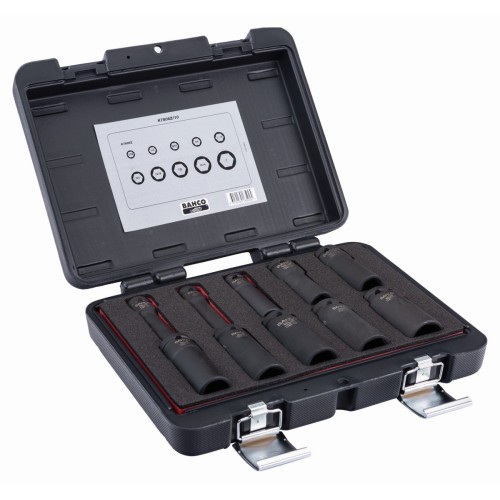 Juego de vasos de impacto de serie larga, fosfatados, con cuadrado de 1/2" y perfil hexagonal imperial: 10&nbsp;piezas | K7806Z/10