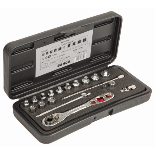 Juego de vasos con cuadrado de 1/4", con perfil bi-hexagonal métrico y carraca para refrigeración | R6725MK