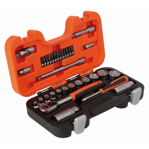 Juego de vasos con cuadrado de 1/4" y 3/8", perfil hexagonal imperial y carraca | S330AF