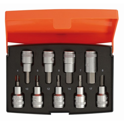 Juego de vasos de 1/2" con puntas hexagonales (9&nbsp;piezas) | S9HEX