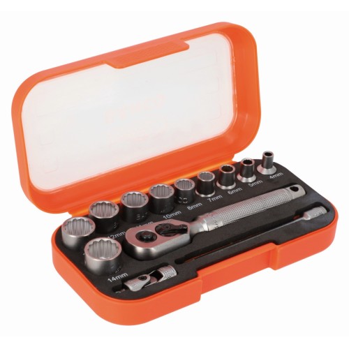 Juego de llaves de vaso de 1/4" con perfil bi-hexagonal métrico - 13 piezas | S13MC10.5