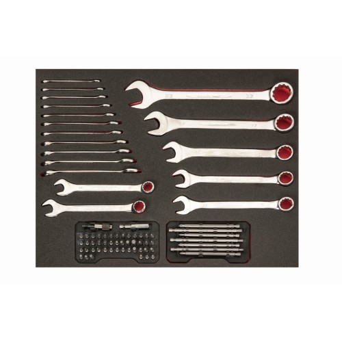 Juego de llaves y puntas en bandeja de foam 3/3 Fit&Go, 19 piezas | FF1A104