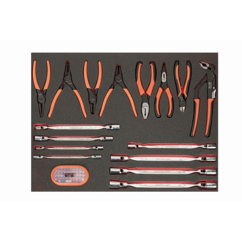 Bandeja de foam 3/3 de Bahco Fit&Go con llaves y alicates, 46 piezas | FF1A141