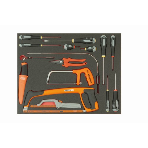 Juego de destornilladores y herramientas de corte en bandeja de foam 3/3 Fit&Go, 16 piezas | FF1A5023