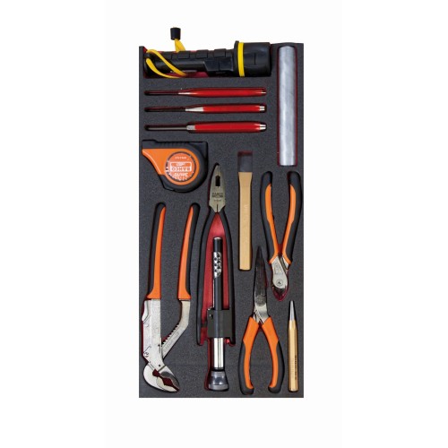 Bandeja&nbsp;de foam con composición de herramientas en pulgadas para nuestras cajas metálicas de las series 1483K y 1483KHD (12&nbsp;piezas) | FF3A16