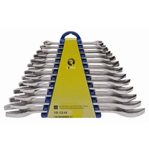 Juego de 12 llaves fijas de dos bocas con soporte | 10-12-H