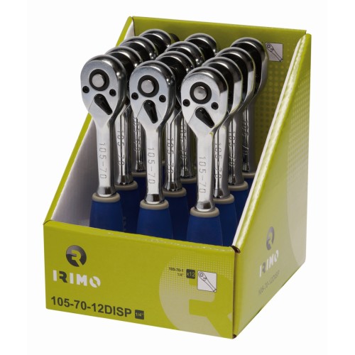 Carraca reversible tipo pera de 1/4" en expositor | 105-70-12DISP